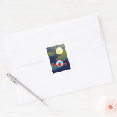 Sticker Carré Lune Et Avion