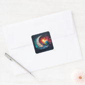 Sticker Carré Lune et étoiles (Enveloppe)