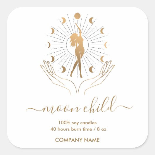 Sticker Carré Lune Mystic Witchen Celestial Willow Soy Candle Sq (Devant)