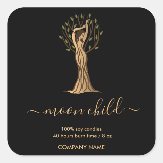 Sticker Carré Lune Mystic Witchy Celestial Willow Tree (Devant)