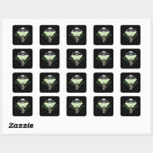 Sticker Carré Lune Papillon Éthéré Vert Mystique Céleste (Feuille)