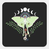Sticker Carré Lune Papillon Éthéré Vert Mystique Céleste (Devant)