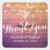 Sticker Carré Lunettes de Champagne mariage Merci (Devant)