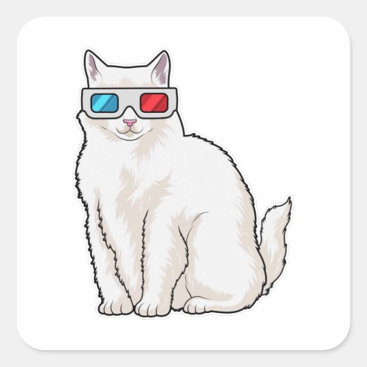 Sticker Carré Lunettes de chat (Devant)