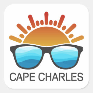 Sticker Carré Lunettes de soleil de Cape Charles Beach Virginie
