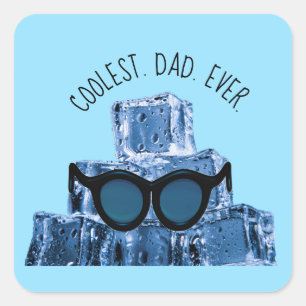 Sticker Carré Lunettes de soleil Glaces pilées Cool. Papa. Ever.
