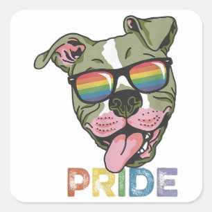 Sticker Carré Lunettes de soleil Rainbow Chien LGBT Gay pride Dr