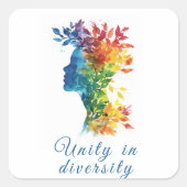 Sticker Carré L'Unité Dans La Diversité I Illustration Couleur A (Devant)