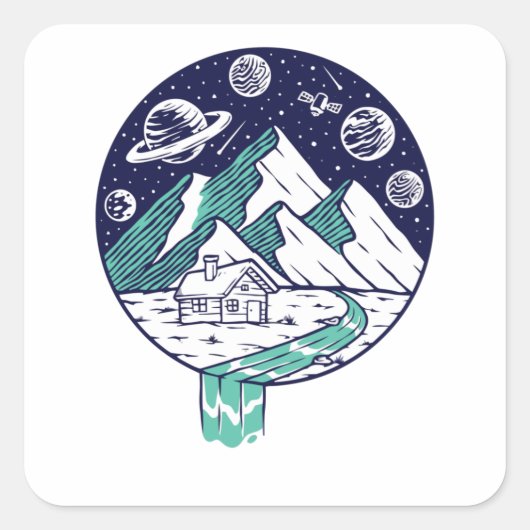 Sticker Carré L'univers dans ma coupe (Devant)