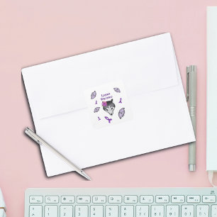 Sticker Carré Lupus Warrif Wolf Purple Ribbon Papillon