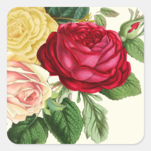 Sticker Carré Lush Vintage Floral ID225