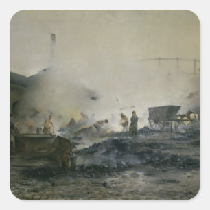 Sticker Carré L'usine de gaz chez Courcelles, 1884