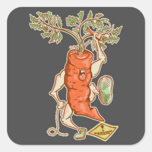 Sticker Carré Lutte contre les carottes Légumes amusants