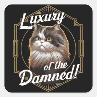 Sticker Carré Luxe des Damnés : Chat Perse Art Déco