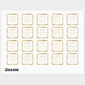Sticker Carré Luxe Gold Edge Merci simple pour Mariage à venir (Feuille)
