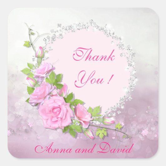 Sticker Carré Luxe Moderne Parties scintillant Floral Ajouter Vo (Devant)