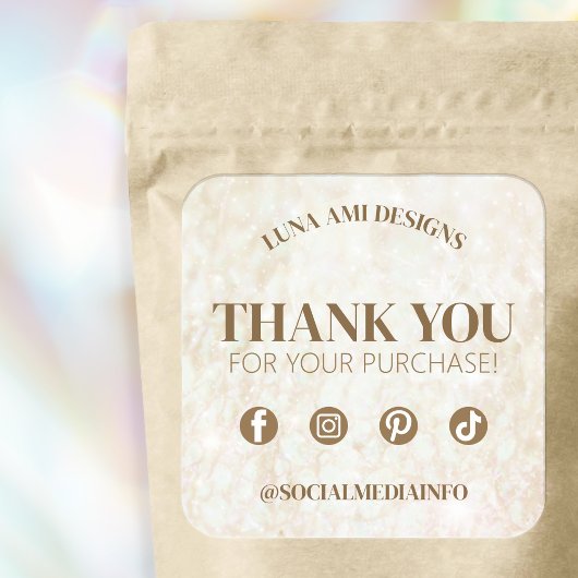 Sticker Carré Luxe Moderne tendance élégant Merci simple