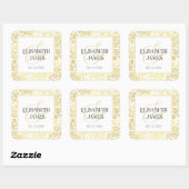 Sticker Carré Luxueux Chic Hiver Blanc Et Or Mariage (Feuille)