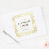 Sticker Carré Luxueux Chic Hiver Blanc Et Or Mariage (Enveloppe)