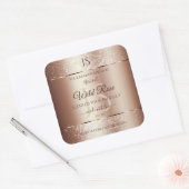 Sticker Carré Luxueux Rosegold Parties scintillant Monogram Étiq (Enveloppe)