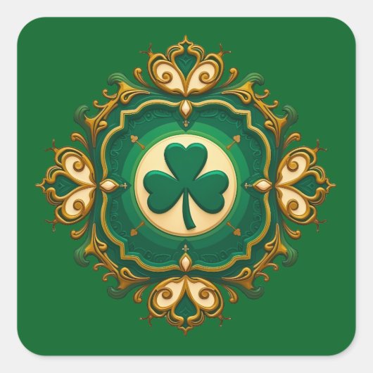Sticker Carré Luxury Shamrock St Patrick’s Day - Autocolante (Devant)