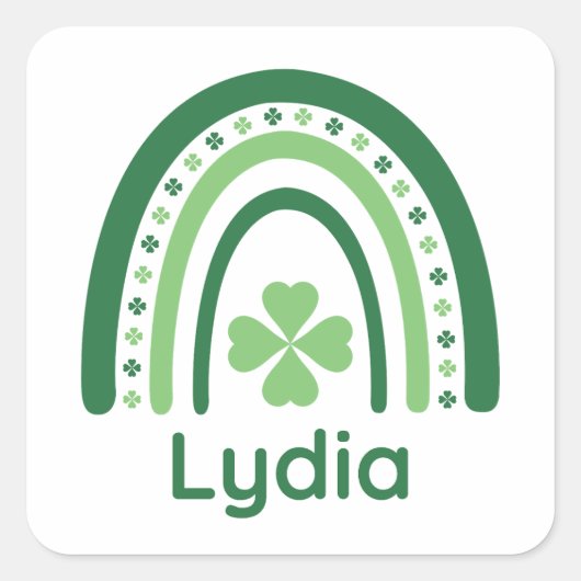 Sticker Carré Lydia Nom Clover Boho Rainbow (Devant)