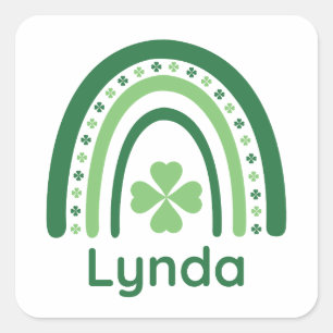 Sticker Carré Lynda Name Clover Boho Arc-en-ciel