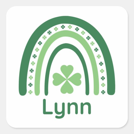 Sticker Carré Lynn Nom Clover Boho Rainbow (Devant)