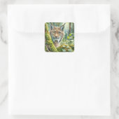 Sticker Carré Lynx dans la forêt verte luxuriante (Sac)