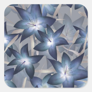 Sticker Carré Lys bleus