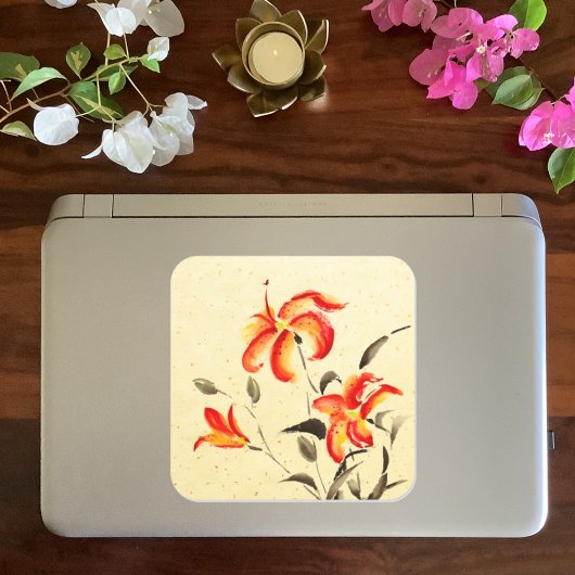 Sticker Carré Lys de tigre - rouge