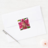 Sticker Carré Lys roses fleurs tropicales roses rose (Enveloppe)