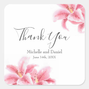 Sticker Carré Lys Stargazer Rose