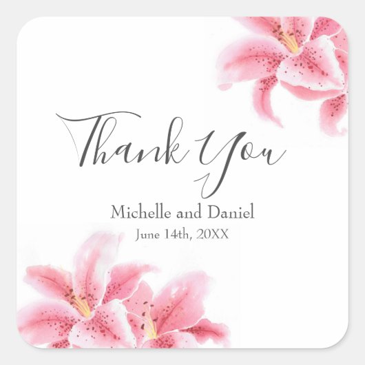 Sticker Carré Lys Stargazer Rose (Devant)