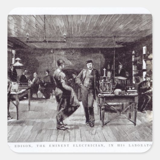 Sticker Carré M. Edison, L'Éminent Électricien (Devant)