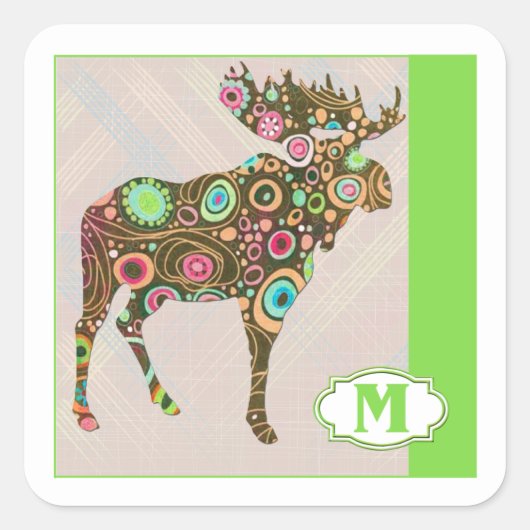 Sticker Carré M est pour Moose (Devant)