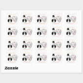 Sticker Carré M. et Mme Snowman Cute Snow Bride and Groom (Feuille)