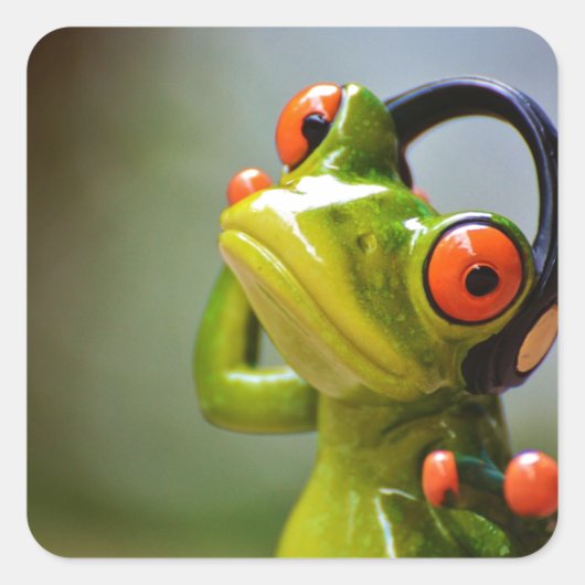 Sticker Carré M. Frog avec casque (Devant)