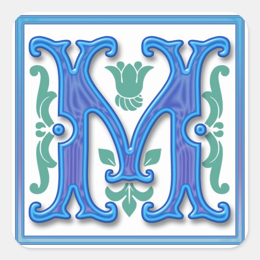 Sticker Carré M - Lettre Vintage M (Devant)