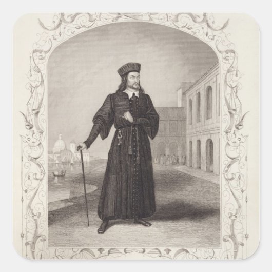 Sticker Carré M. Macready comme Shylock, Acte I Scène 3, dans "T (Devant)