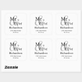 Sticker Carré M. & Mme Mariage Anniversaire Nom et date (Feuille)