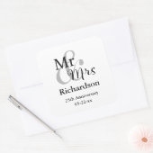 Sticker Carré M. & Mme Mariage Anniversaire Nom et date (Enveloppe)