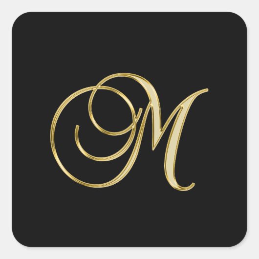 Sticker Carré M monogramme Gold Script (Devant)