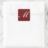 Sticker Carré M Monogramme initial blanc sur rouge foncé, (Sac)