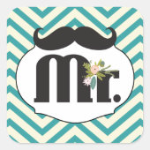 Sticker Carré M. Mustache Hipster Motif (Devant)
