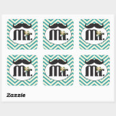 Sticker Carré M. Mustache Hipster Motif (Feuille)