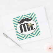 Sticker Carré M. Mustache Hipster Motif (Enveloppe)