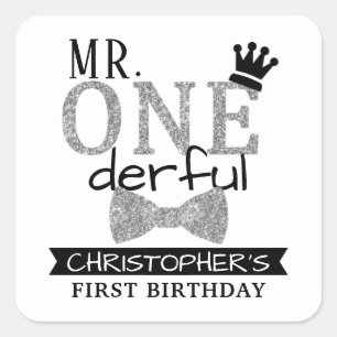 Sticker Carré M. ONEderful 1st Birthday Party Favor