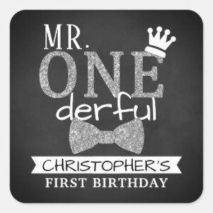 Sticker Carré M. ONEderful 1st Birthday Party Favor