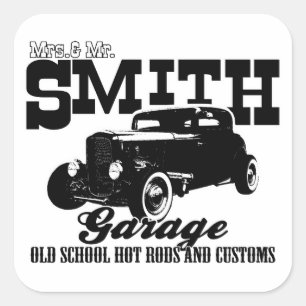 Sticker Carré M. Smith Hot-Rod Garage de Mrs.&